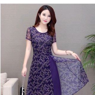 AO DAI CACH TAN IN HOA MAU TIM-