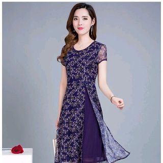 AO DAI CACH TAN IN HOA MAU TIM-