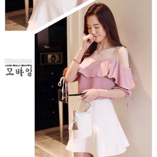 ÁO KIỂU HỞ VAI PHỐI VOAN LƯỚI