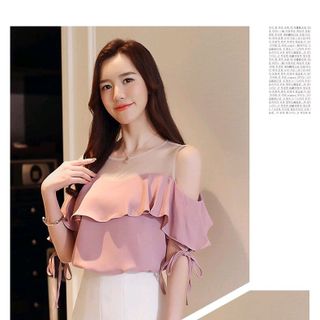 ÁO KIỂU HỞ VAI PHỐI VOAN LƯỚI