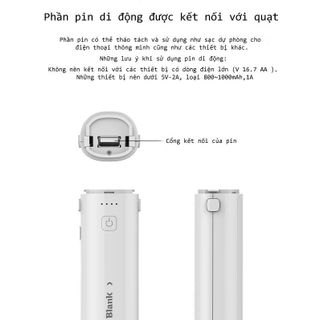 Quạt sạc điện mini Iriver Blank Hàn Quốc kèm sạc dự phòng LG 2600 mA