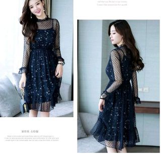 ĐẦM XÒE 2 LỚP IN HOA NHÍ NỮ TÍNH