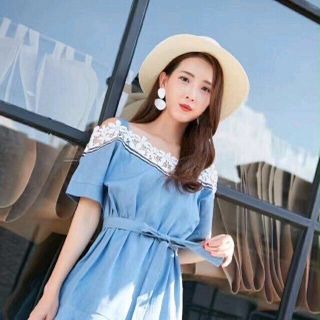 ĐẦM JEAN FORM RỘNG REN HOA