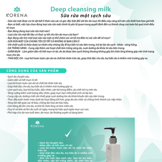 Sữa rửa mặt sâu Deep Cleansing Milk Korena