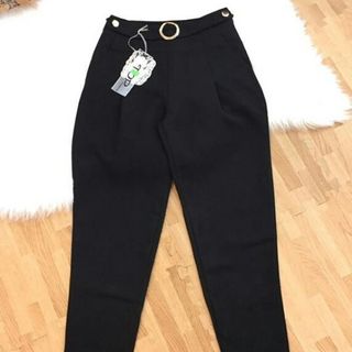 Quần baggy công sở phối đai tròn