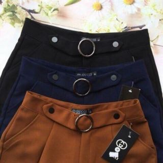 Quần baggy công sở phối đai tròn