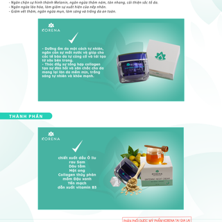 Kem dưỡng trắng da ban đêm Whitening Night Cream Korena