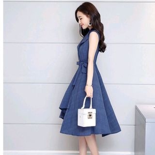 ĐẦM XÒE CỔ BỂ CỘT EO NƠ