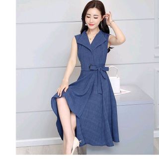 ĐẦM XÒE CỔ BỂ CỘT EO NƠ