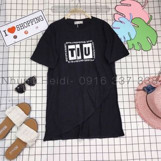 Áo thun form dài Vạt áo lệch bị truất lắm lun