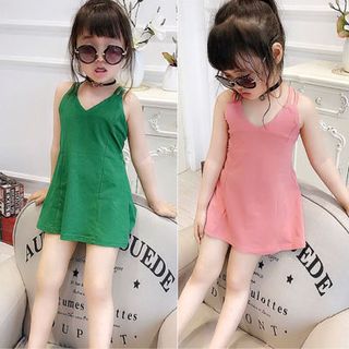 Đầm 2 dây cho bé gái