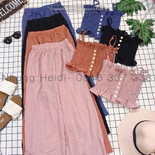 Set áo nhíu thun quần cưng xỉu