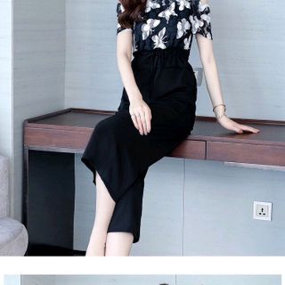 JUMPSUIT PHỐI HOA VAI CUT OUT MÀU ĐEN