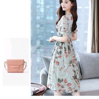 ĐẦM VOAN HOA RÚT EO TAY BÈO