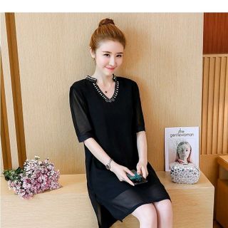 ĐẦM SUÔNG CỔ ĐÍNH PHỤ KIỆN