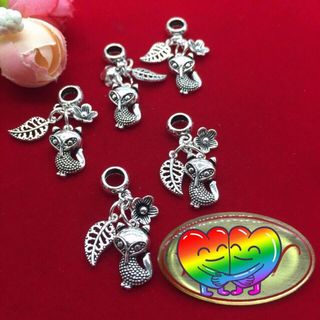 Charm bạc 925 hồ ly hoa lá - MSP 786