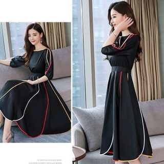 ĐẦM VOAN XÒE PHỐI VIỀN MÀU