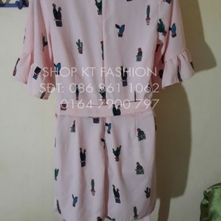 BỘ JUMPSUIT LIỀN QUẦN NGẮN HOẠ TIẾT HOA XƯƠNG RỒNG