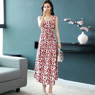 ĐẦM MAXI HOẠ TIẾT LÁ