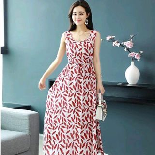 ĐẦM MAXI HOẠ TIẾT LÁ