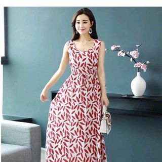 ĐẦM MAXI HOẠ TIẾT LÁ