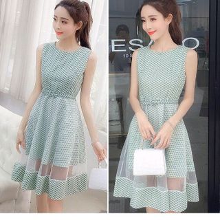 ĐẦM XÒE PHỐI LƯỚI 2 LỚP KÈM NỊT