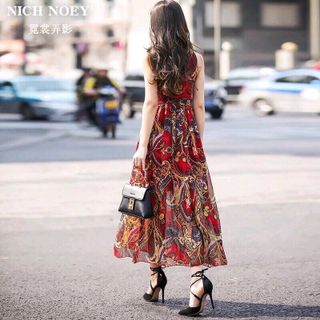 ĐẦM MAXI HOẠ TIẾT ĐỎ
