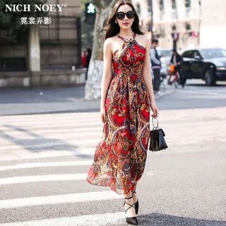 ĐẦM MAXI HOẠ TIẾT ĐỎ
