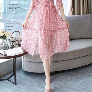 ĐẦM VOAN HOA XẺ TÀ KÈM ĐẦM LÓT TRONG