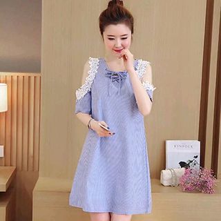 ĐẦM SUÔNG CUT OUT TAY PHỐI REN HOA