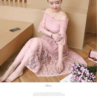 ĐẦM REN TRỄ VAI NHÚN THUN NGỰC TRẺ TRUNG
