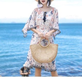 ĐẦM XÒE REN LƯỚI NHÚN EO TAY LOE PHỐI HOA THÊU ĐẦM DÂY
