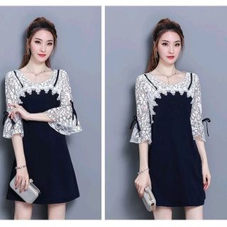 ĐẦM SUÔNG TAY LOE PHỐI REN CÁCH ĐIỆU