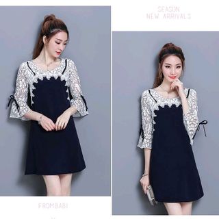 ĐẦM SUÔNG TAY LOE PHỐI REN CÁCH ĐIỆU