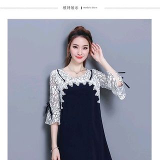 ĐẦM SUÔNG TAY LOE PHỐI REN CÁCH ĐIỆU