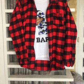 Sơ mi caro đỏ unisex