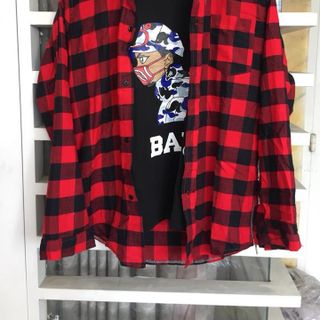 Sơ mi caro đỏ unisex