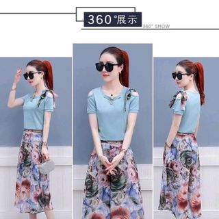 SÉT BỘ QUẦN ỐNG RỘNG KÈM NỊT
