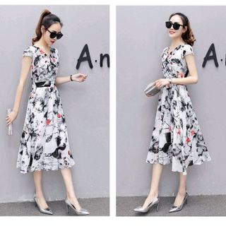 ĐẦM MAXI CỔ V CÁCH DIỆU IN HOA