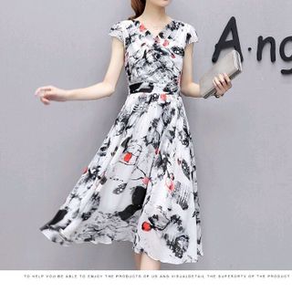 ĐẦM MAXI CỔ V CÁCH DIỆU IN HOA