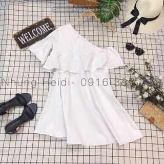 Đầm lệch vai Form suông A thoải mái che khuyết điểm v2 to đùi to