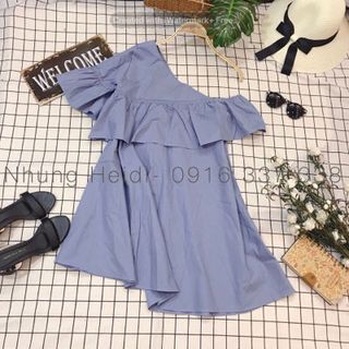 Đầm lệch vai Form suông A thoải mái che khuyết điểm v2 to đùi to