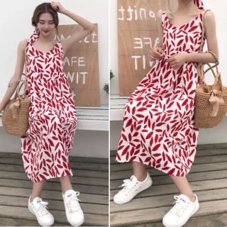 ĐẦM MAXI LÁ 2 DÂY KÈM BĂNG ĐÔ - DT567