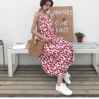 ĐẦM MAXI LÁ 2 DÂY KÈM BĂNG ĐÔ - DT567