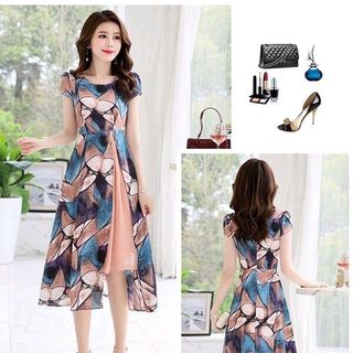 ĐẦM VOAN HỌA TIẾT TÀ XẺ 2 LỚP PHỐI MÀU