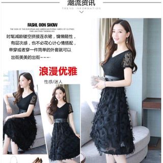 ĐẦM XOÈ REN KÈM NỊT