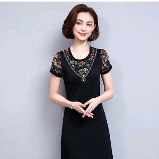 ĐẦM SUÔNG PHỐI VOAN LỤA IN HOA KÈM PHỤ KIỆN