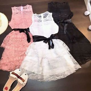 ĐẦM REN CỘT NƠ EO QC