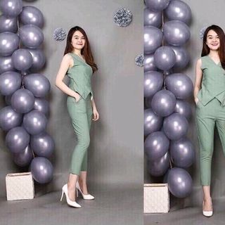 Sét bộ quần lửng áo thắt dây eo
