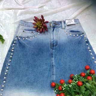 chân váy jean đính hột